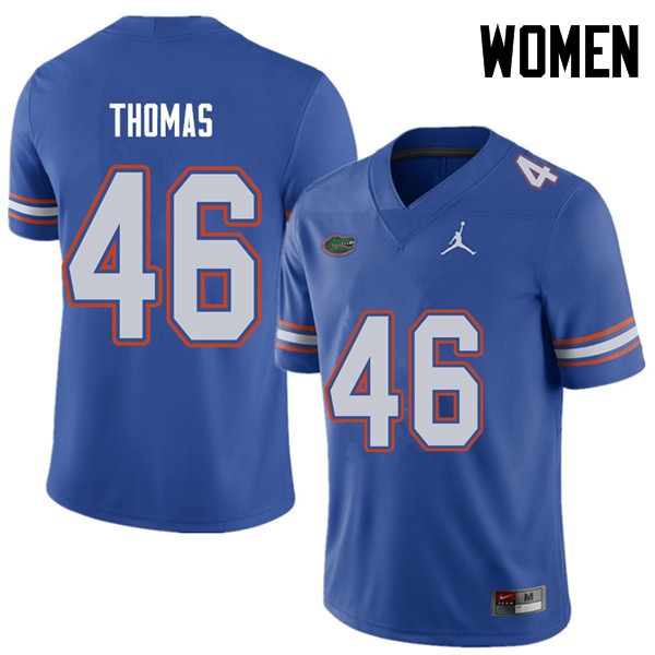 NCAA Florida Gators Will Thomas Women's #46 Jordan Brand Royal Stitched Authentic College Football Jersey BYD2064MA